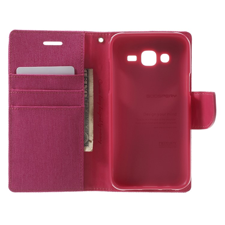 MERCURY GOOSPERY Canvas Leather Cover with Stand for Samsung Galaxy J5 SM-J500F - Rose-4