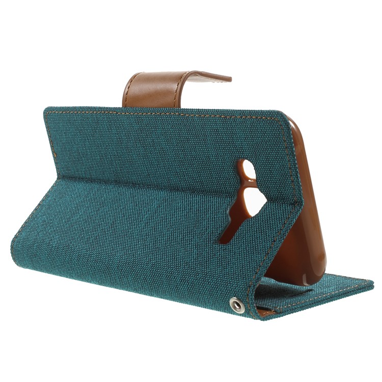 MERCURY GOOSPERY Canvas Leather Case Card Holder for Samsung Galaxy J5 SM-J500F - Green-3