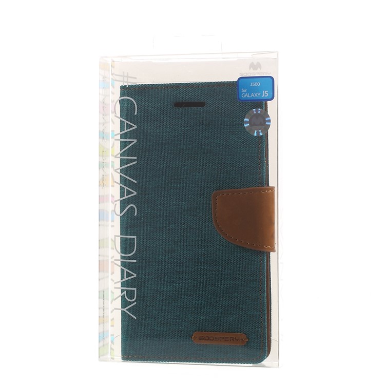 MERCURY GOOSPERY Canvas Leather Case Card Holder for Samsung Galaxy J5 SM-J500F - Green-9