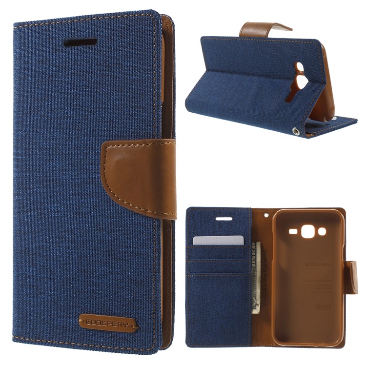 MERCURY GOOSPERY Canvas PU Leather Case for Samsung Galaxy J5 SM-J500F - Light Blue-1