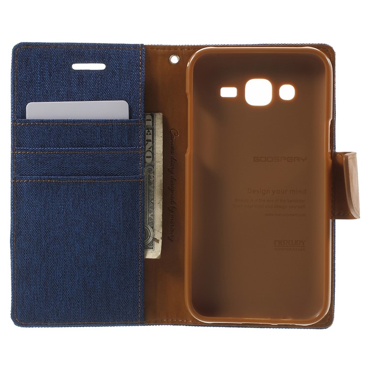 MERCURY GOOSPERY Canvas PU Leather Case for Samsung Galaxy J5 SM-J500F - Light Blue-4