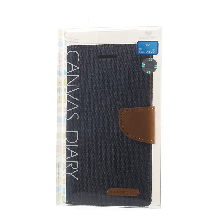 MERCURY GOOSPERY Canvas Leather Flip Case for Samsung Galaxy J5 SM-J500F - Dark Blue-10