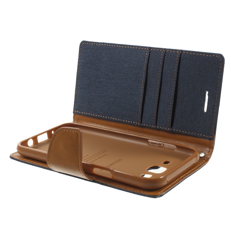 MERCURY GOOSPERY Canvas Leather Flip Case for Samsung Galaxy J5 SM-J500F - Dark Blue-5