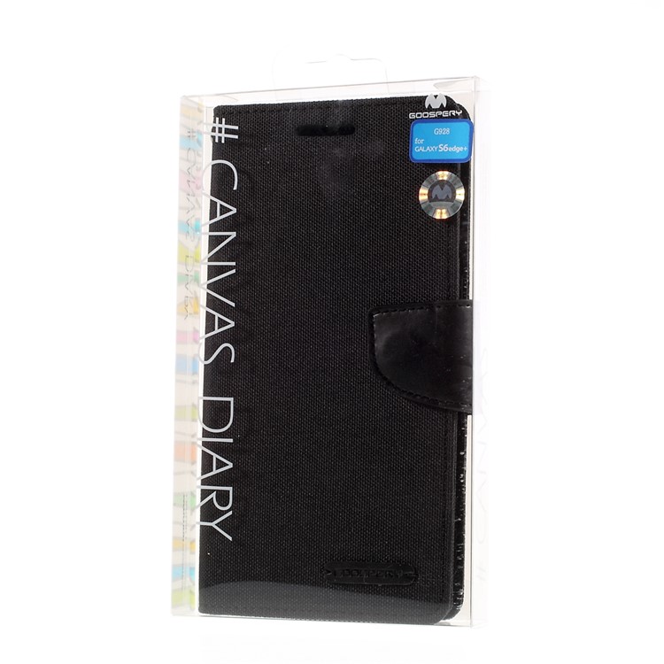 MERCURY GOOSPERY Canvas Leather Stand Case for Samsung Galaxy S6 Edge Plus G928 - Black-10