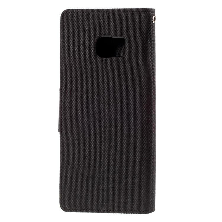 MERCURY GOOSPERY Canvas Leather Stand Case for Samsung Galaxy S6 Edge Plus G928 - Black-2