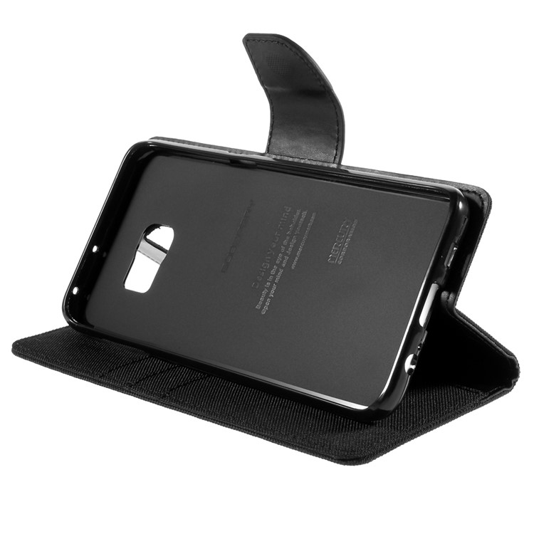 MERCURY GOOSPERY Canvas Leather Stand Case for Samsung Galaxy S6 Edge Plus G928 - Black-4
