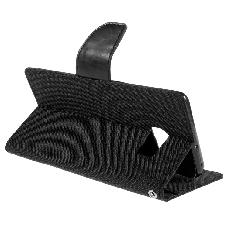 MERCURY GOOSPERY Canvas Leather Stand Case for Samsung Galaxy S6 Edge Plus G928 - Black-5