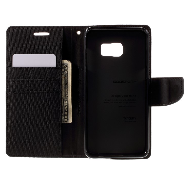 MERCURY GOOSPERY Canvas Leather Stand Case for Samsung Galaxy S6 Edge Plus G928 - Black-6