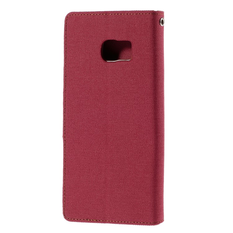 MERCURY GOOSPERY Canvas Leather Stand Case Cover for Samsung Galaxy S6 Edge Plus G928 - Red-2