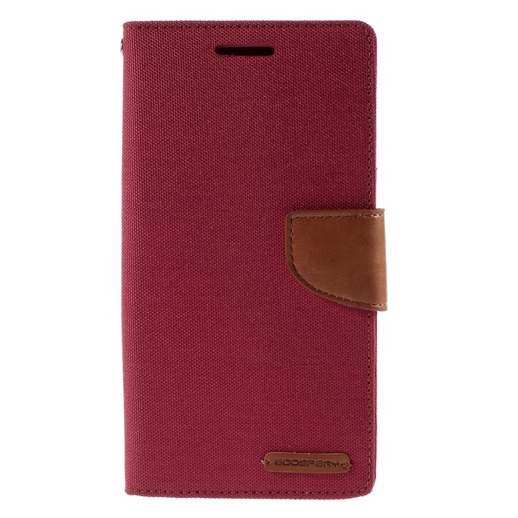 MERCURY GOOSPERY Canvas Leather Stand Case Cover for Samsung Galaxy S6 Edge Plus G928 - Red-3