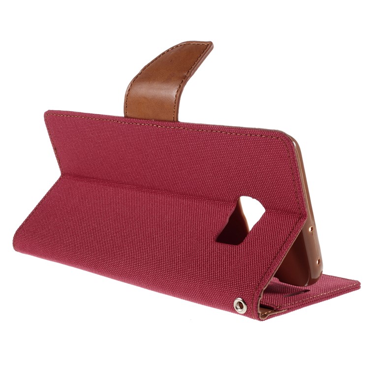 MERCURY GOOSPERY Canvas Leather Stand Case Cover for Samsung Galaxy S6 Edge Plus G928 - Red-5