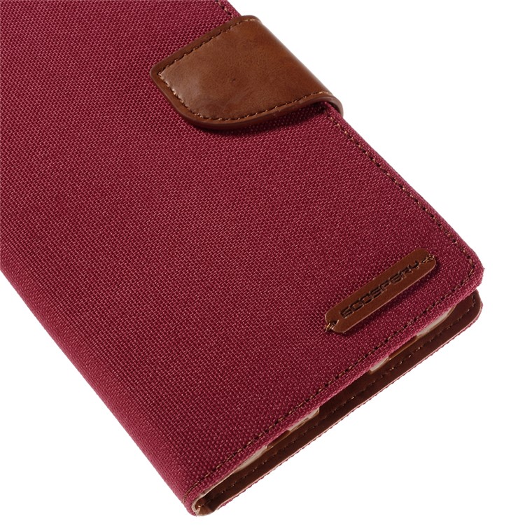 MERCURY GOOSPERY Canvas Leather Stand Case Cover for Samsung Galaxy S6 Edge Plus G928 - Red-8