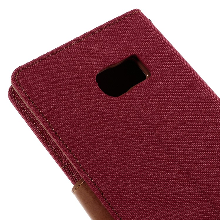 MERCURY GOOSPERY Canvas Leather Stand Case Cover for Samsung Galaxy S6 Edge Plus G928 - Red-9