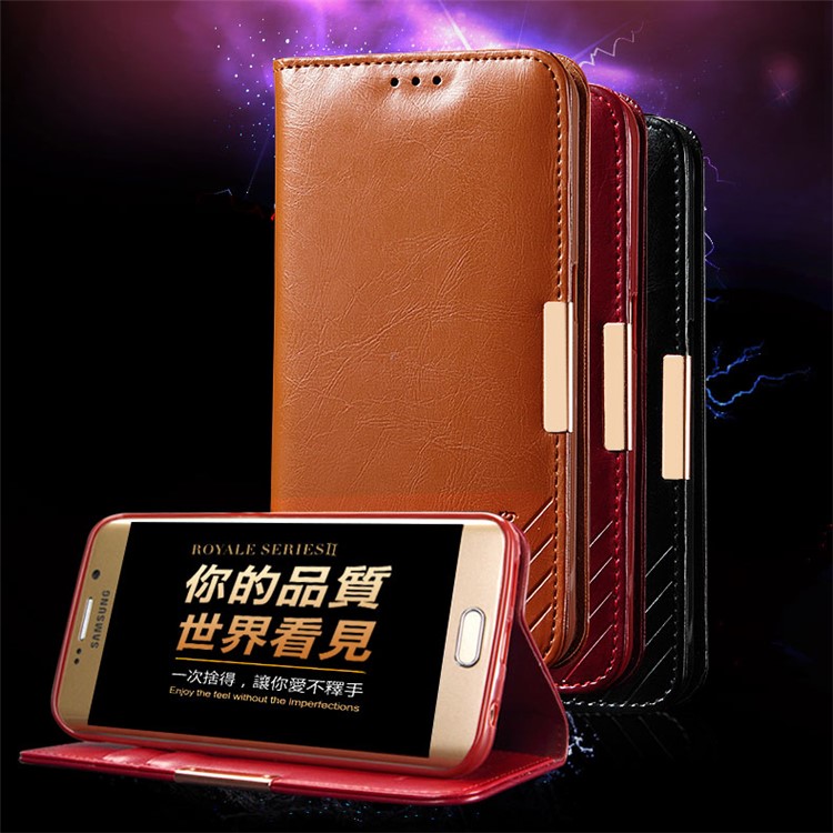 KLD Royal II Series Wallet Genuine Leather Case for Samsung Galaxy S6 edge G925 - Black-2