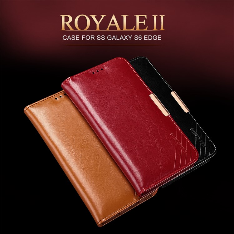 KLD Royal II Series Wallet Genuine Leather Case for Samsung Galaxy S6 edge G925 - Black-3