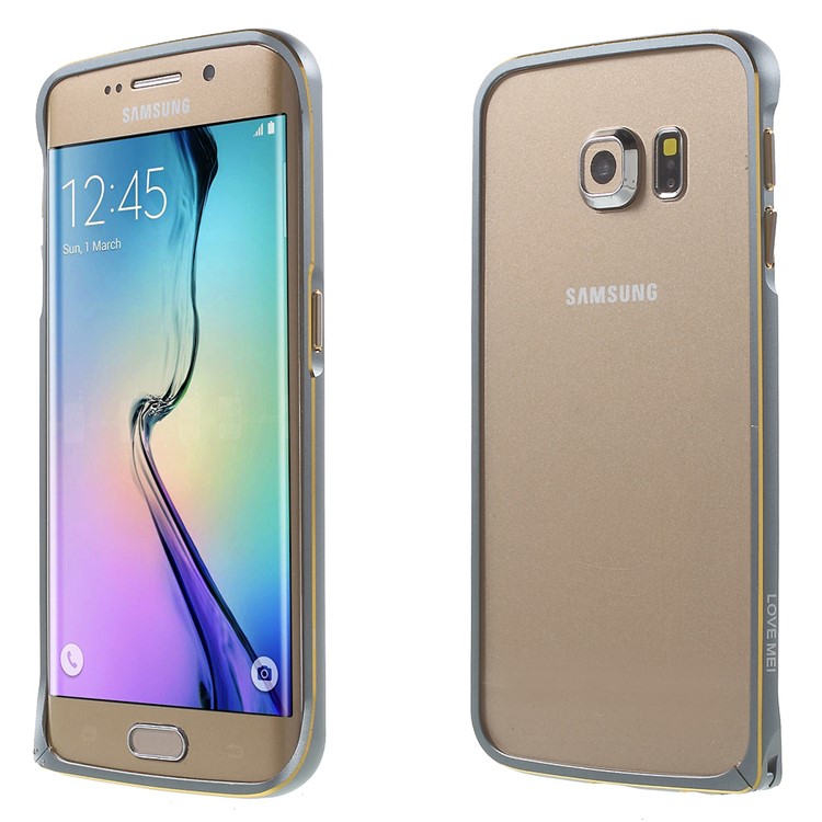 

LOVE MEI Hippocampal Buckle Metal Bumper Rim for Samsung Galaxy S6 Edge G925 Curved Edges - Grey