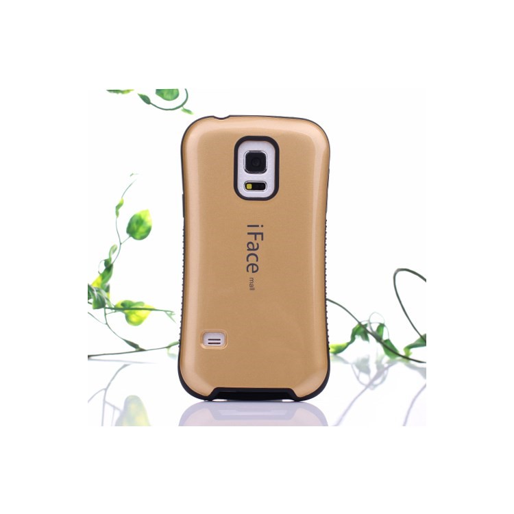 

IFACE MALL for Samsung Galaxy S5 mini G800 Glossy PC + TPU Combo Cover - Gold