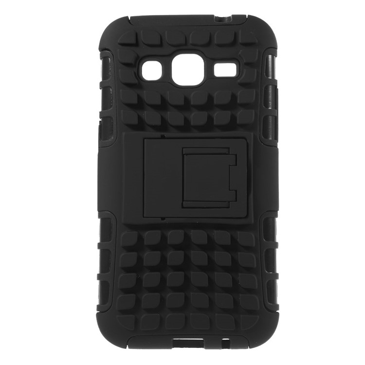 

Anti-slip Grid PC and TPU Case for Samsung Galaxy Core Prime G360 with Kickstand - Black