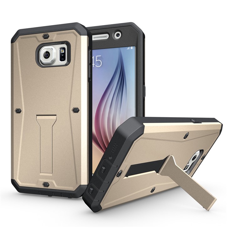 

Snap-on PC + TPU Hybrid Shell for Samsung Galaxy S6 G920 with Kickstand - Gold