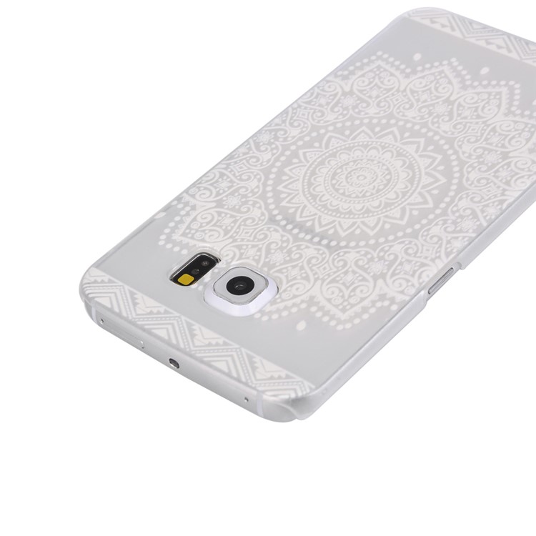 For Samsung Galaxy S6 edge G925 Patterned Translucent Hard Case - Window Papercut Style Flower-3