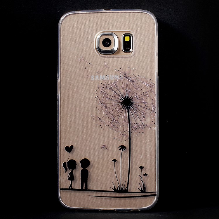 Slim TPU Phone Case for Samsung Galaxy S6 Edge G925 - Boy Girl and Dandelion-1