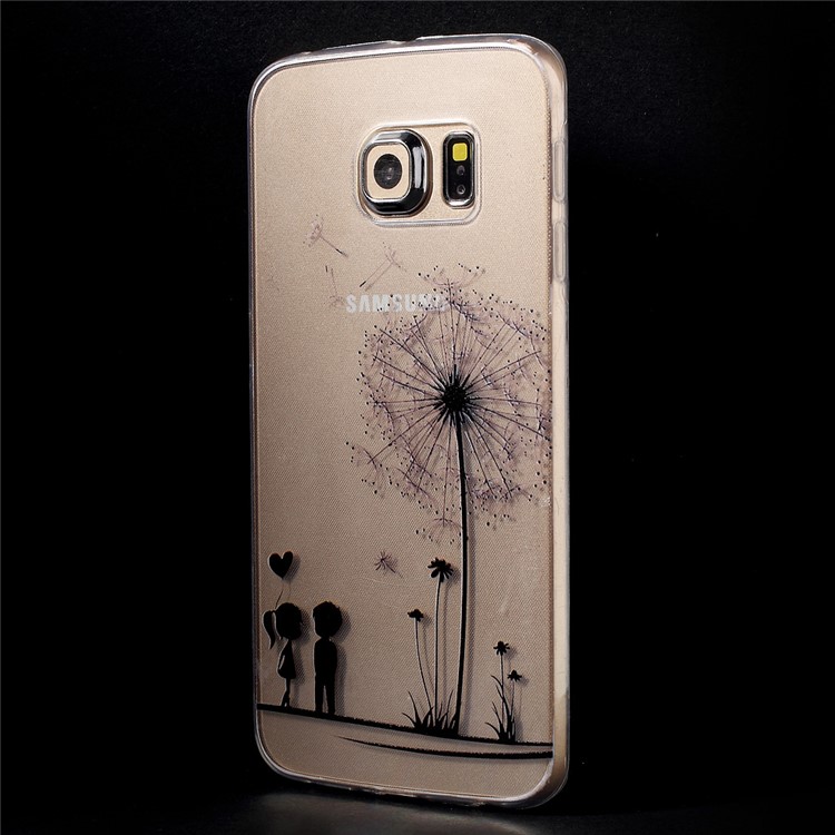 Slim TPU Phone Case for Samsung Galaxy S6 Edge G925 - Boy Girl and Dandelion-3