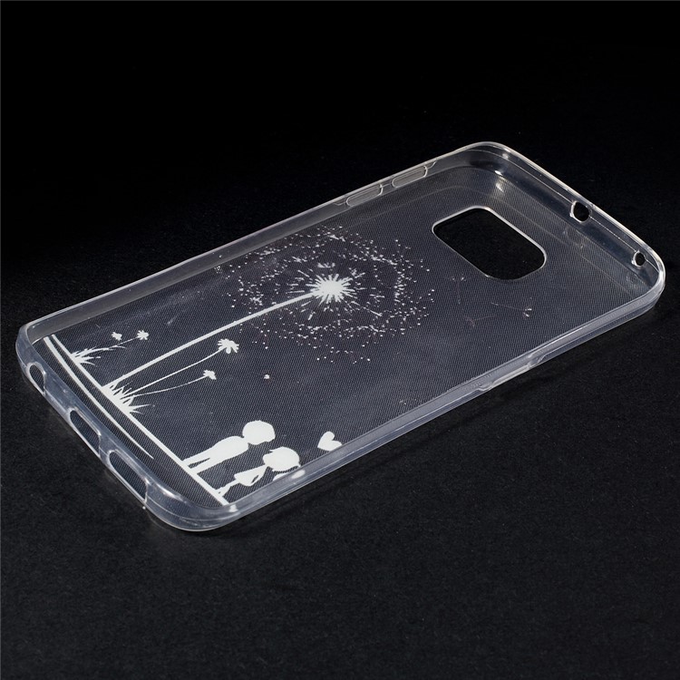 Slim TPU Phone Case for Samsung Galaxy S6 Edge G925 - Boy Girl and Dandelion-4