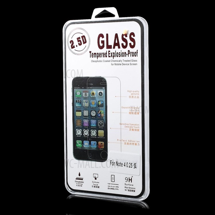 0.25mm 9H anti-explosão de vidro temperado Screen Guard Film Arc Edge para Samsung Galaxy Note 4 N910-6