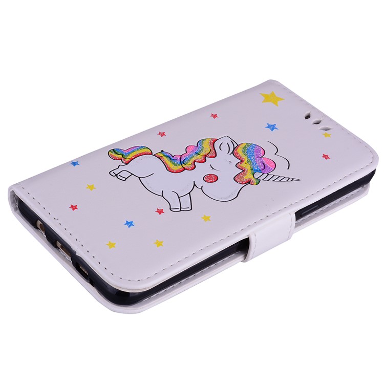 Flash Powder Unicorn Imprint Leather Wallet Stand Case for Samsung Galaxy A5 SM-A510F (2016) - White-3