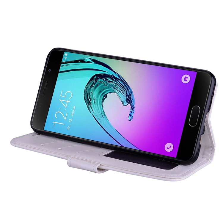 Flash Powder Unicorn Imprint Leather Wallet Stand Case for Samsung Galaxy A5 SM-A510F (2016) - White-4