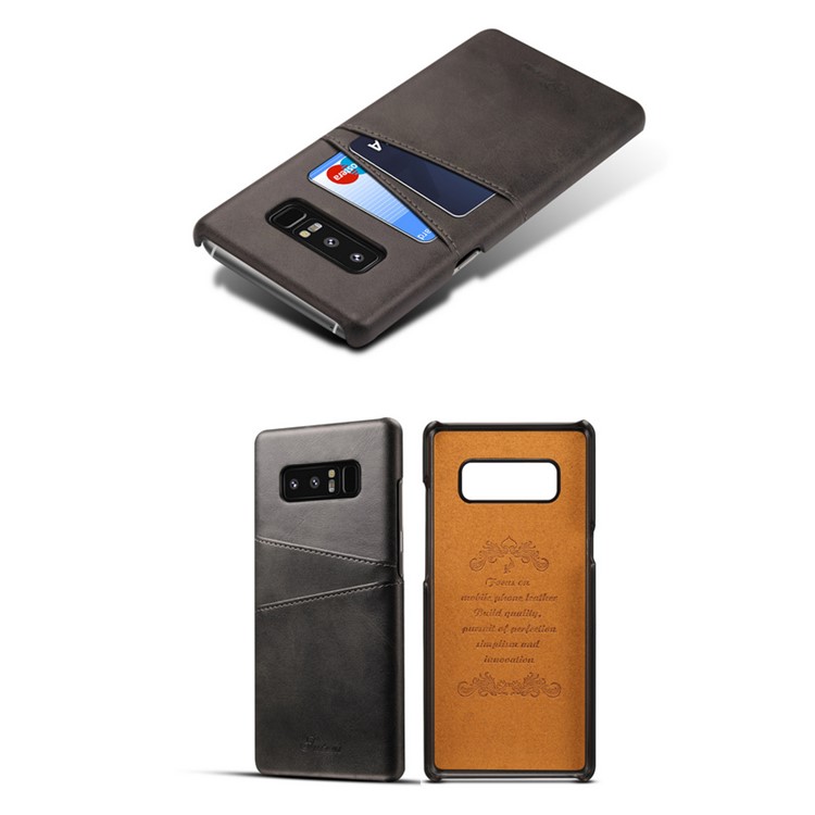 Card Holder PU Leather Coated PC Back Phone Case for Samsung Galaxy Note 8 - Black-1