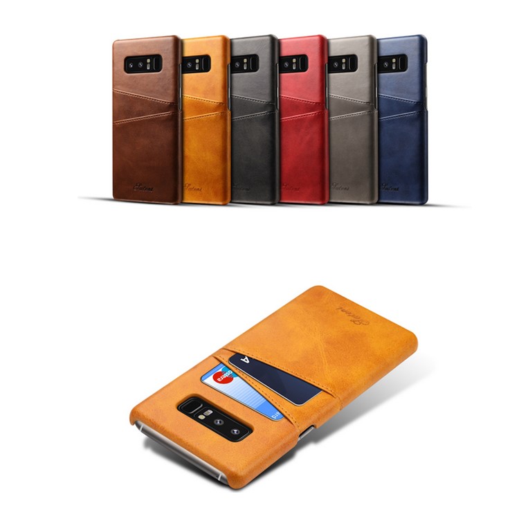 Card Holder PU Leather Coated PC Back Phone Case for Samsung Galaxy Note 8 - Black-3