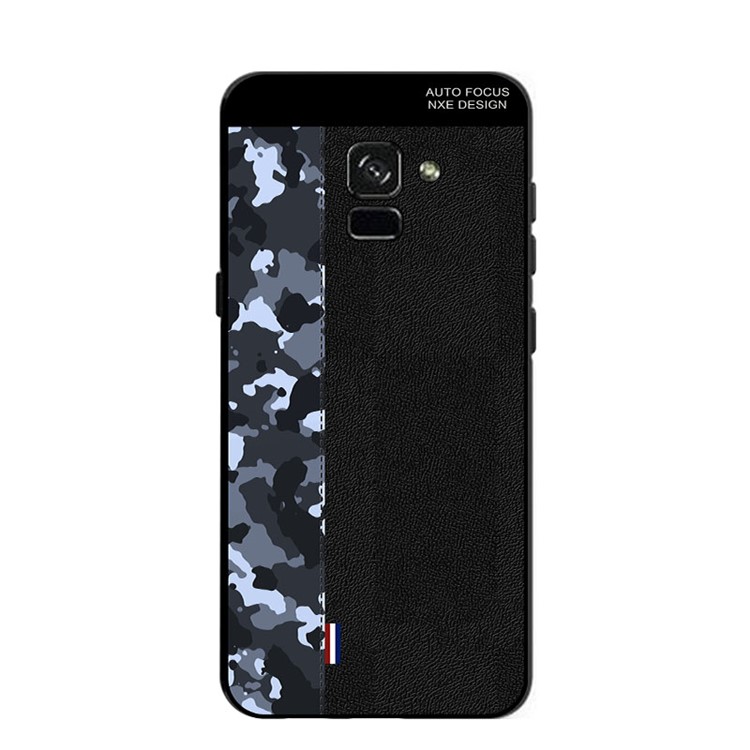 NXE Camouflage Pattern Splicing TPU Back Case for Samsung Galaxy A8 (2018) - Blue Camouflage / Black-2