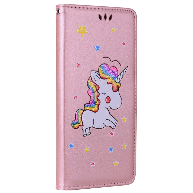 

Flash Powder Unicorn Imprint Leather Wallet Stand Cellphone Protection Shell for Samsung Galaxy Note 8 SM-N950 - Rose Gold