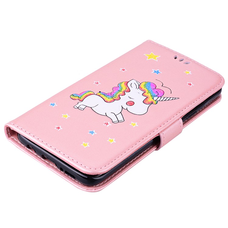 Unicorn Pattern Flash Powder Leather Wallet Case for Samsung Galaxy S9 Plus SM-G965 - Rose Gold-4