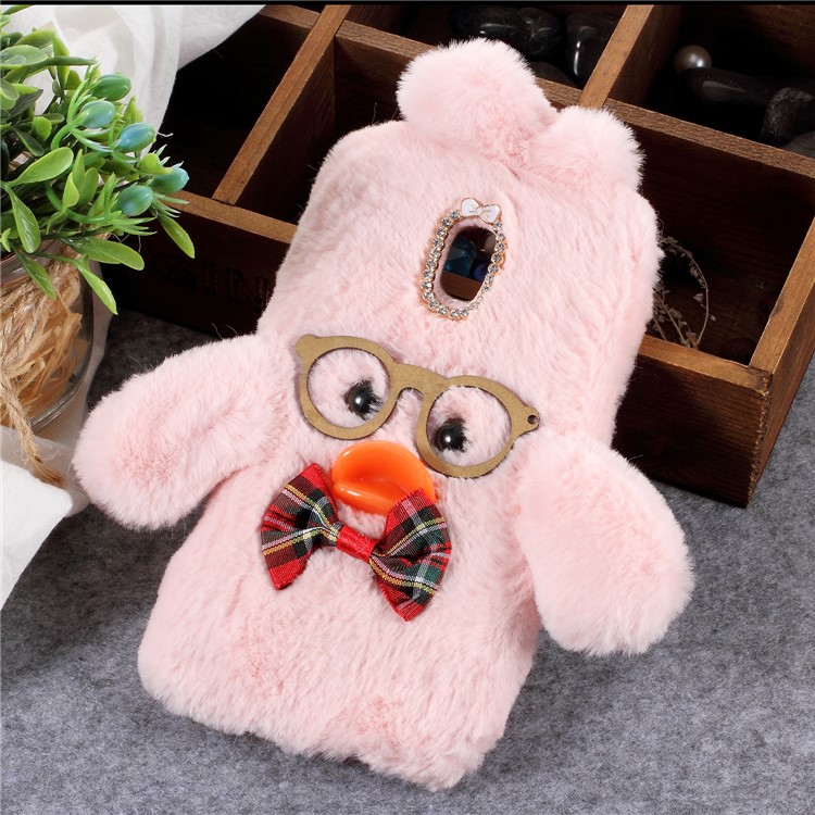 

Hyaluronic Duck Pattern Fur Coated Rhinestone TPU Cover Case for Samsung Galaxy J6 (2018) - Pink