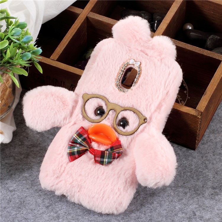 

Hyaluronic Duck Pattern Fur Coated Rhinestone TPU Cell Phone Case for Samsung Galaxy J4 (2018) - Pink