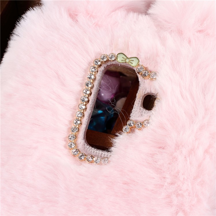 Rabbit Shape Fluffy Fur Coated Rhinestone TPU Case for Samsung Galaxy A6+ (2018) - Pink-2
