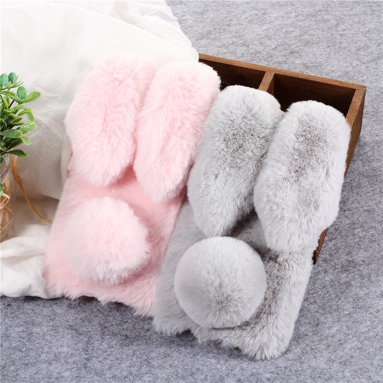 Rabbit Shape Fluffy Fur Coated Rhinestone TPU Case for Samsung Galaxy A6+ (2018) - Pink-6