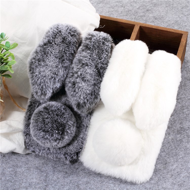 Rabbit Shape Fluffy Fur Coated Rhinestone TPU Case for Samsung Galaxy A6+ (2018) - Pink-8