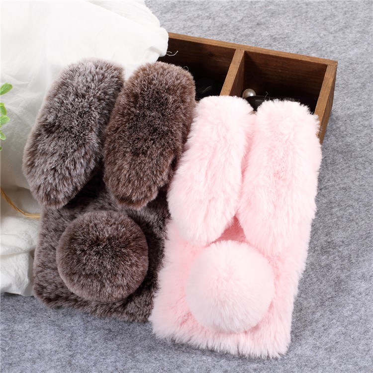 Rabbit Shape Fluffy Fur Coated Rhinestone TPU Case for Samsung Galaxy A6+ (2018) - Pink-9