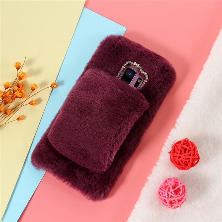 

Для Samsung Galaxy S9 Plus SM-G965 Со Стразами Из Мягкого Искусственного Меха, Со Стразами, Мобильный Корпус TPU С [ремешком] - Пурпурный, Galaxy S9+