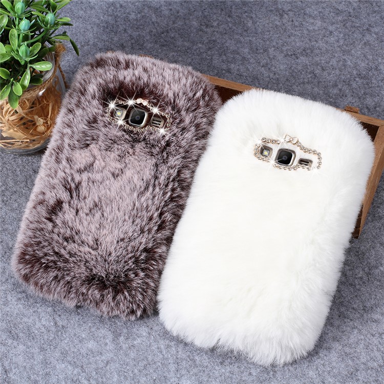 Rhinestone Soft Fur Coated TPU Case for Samsung Galaxy J2 Prime/Grand Prime Plus/Prime (2016) - White-4