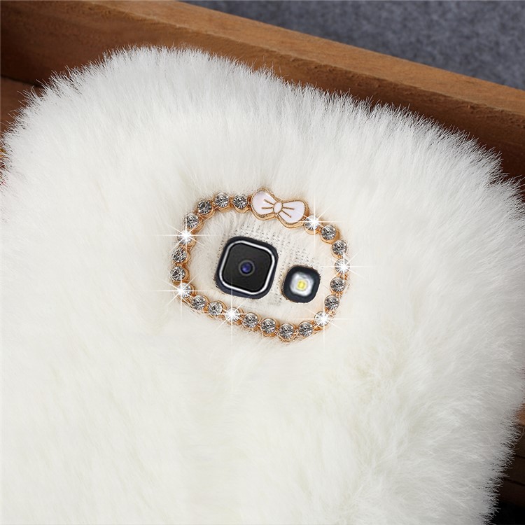 Rhinestone Soft Fur Coated TPU Case for Samsung Galaxy J7 Prime (2016) / On Nxt - White-2