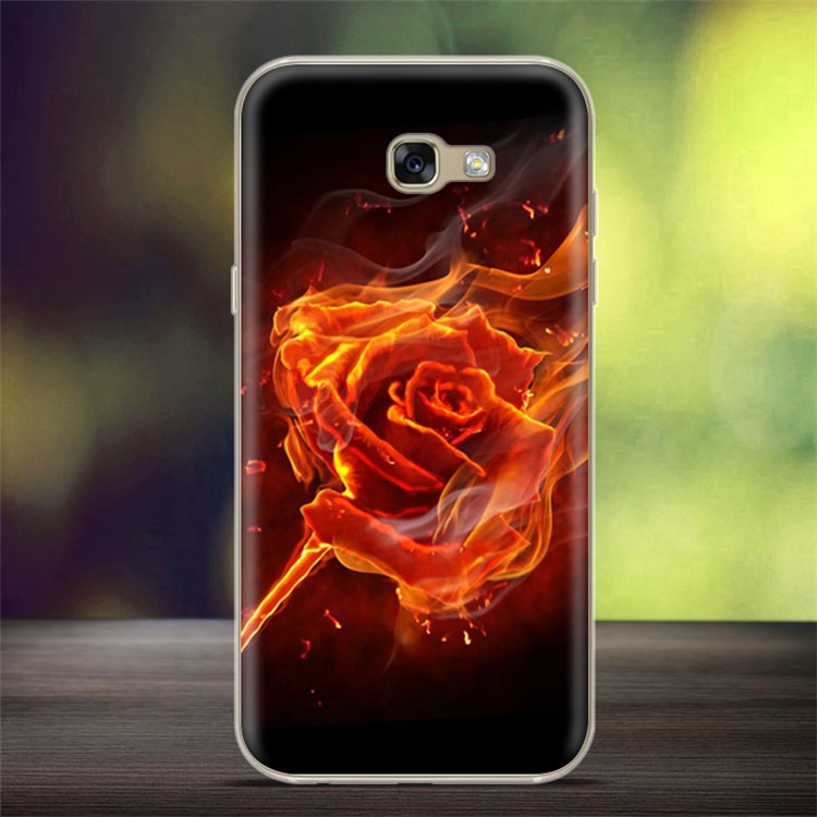 

Softlyfit Embossed TPU Back Shell for Samsung Galaxy A7 (2017) A720 - Rose on Fire
