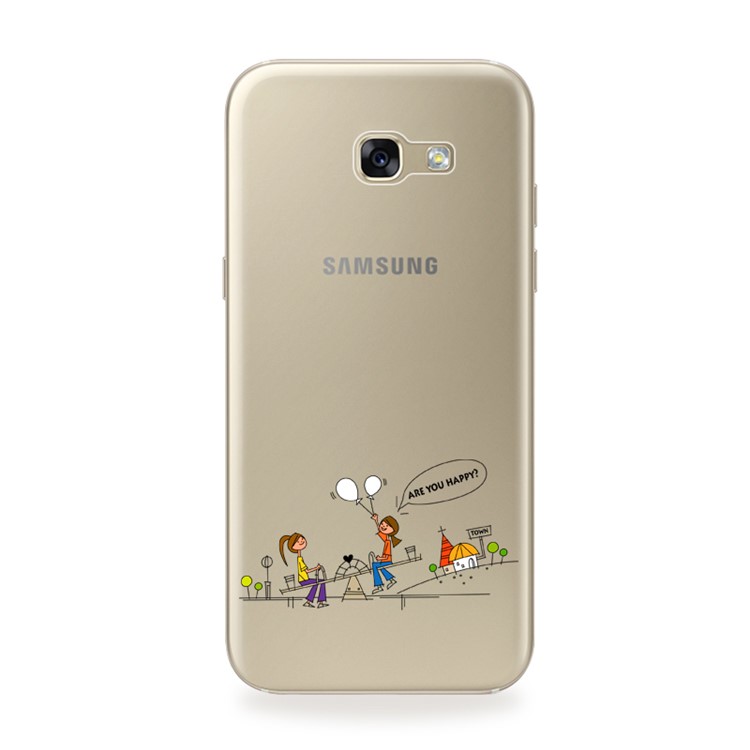 Softlyfit Embossed Patterned Clear TPU Case for Samsung Galaxy A5 (2017) SM-A520F - Girls Playing the Seesaw-1