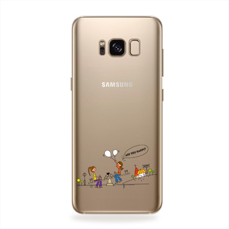 Softlyfit Embossed TPU Mobile Cover for Samsung Galaxy S8+ SM-G955 - Girls Playing the Seesaw-1