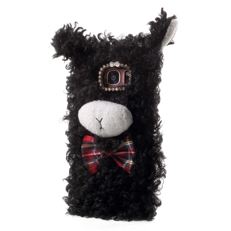For Samsung Galaxy S7 Edge G935 Rhinestone Decor 3D Fluffy Sheep Shape Soft TPU Phone Back Case - Black-3