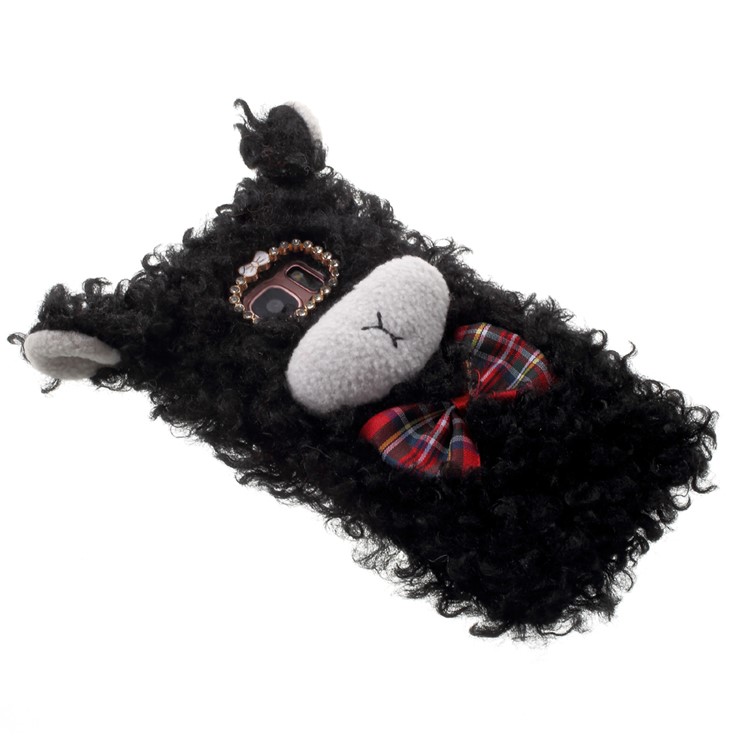 For Samsung Galaxy S7 Edge G935 Rhinestone Decor 3D Fluffy Sheep Shape Soft TPU Phone Back Case - Black-4