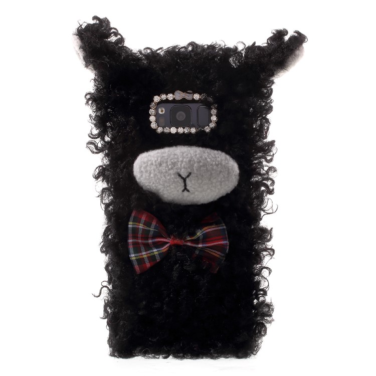 For Samsung Galaxy S8 Plus SM-G955 Rhinestone Decor 3D Fluffy Sheep Shape Soft TPU Phone Back Cover - Black-1